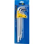 Klucz sześciokątny z końcówką kulistą bardzo długie 1,5-10 mm Cr-V komplet 9 szt. Drel