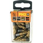 Końcówka krzyżowa tytanowana PH2 x 25 mm zestaw 25 szt. Jufisto