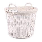 Kosz wiklinowy z uchwytami i materiałem biały 45 x 45 x 38/45 cm