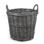 Kosz wiklinowy z uchwytami szary 32 x 32 x 27/33 cm