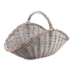 Kosz wiklinowy kominkowy szary 60 x 37 x 10/26/37 cm