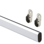 Drążek owalny z mocowaniami, L=100 cm chrom