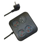 Przedłużacz biurkowy Powersquare 3 gniazda+2 USB, 2.4A, 1.4 m, grafit