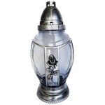 Znicz szklany P 80 RÓŻA S 28 cm srebrny