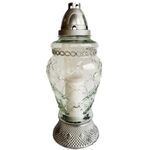 Znicz szklany L 1990/S 34,5 cm srebrny