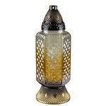 Znicz szklany kapliczka z różą B 33 cm beżowy