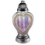 Znicz szklany serce tęcza 42 cm