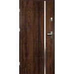Drzwi zewnętrzne IRIS pełne inox orzech 90 lewe RADEX