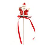 Święty Mikołaj z kokardą na piku 25 cm mix kształtów biało-czerwony