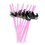 Słomka wąsacz 10 sztuk 27 cm różowy
