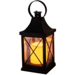 Latarnia świeca LED ciepłe białe światło 21 cm czarna