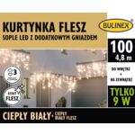 Lampki kurtyna sople flesz 100 LED białe ciepłe światło BULINEX