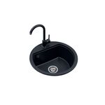 Zestaw zlewozmywak granitowy Oval 1 komora bez ociekacza graphite rock ø51 x 21,5 Miló