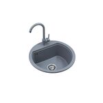 Zestaw zlewozmywak granitowy Oval 1 komora bez ociekacza dior gray ø51 x 21,5 Miló