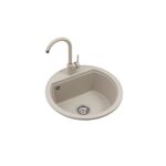 Zestaw zlewozmywak granitowy Oval 1 komora bez ociekacza pure sand ø51 x 21,5 Miló