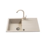 Zestaw zlewozmywak granitowy Metro 1 komora długi ociekacz pure sand 76 x 44 x 19,5 Miló