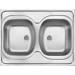 Zlewozmywak stalowy 2-komorowy Tango 80 x 60 z syfonem