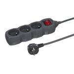 Przedłużacz 3-gniazdowy z uziemieniem i łącznikiem 3 m grafitowy