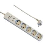 Przedłużacz 5-gniazdowy z uziemieniem+ 2 USB 1,5 m