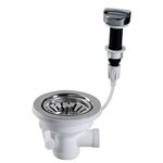 Spust zlewozmywakowy automatyczny 3,5", trzpień stalowy, wyciągany korek cedzak, pokrętło ABS chromowane