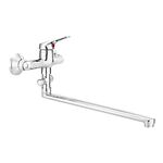 Bateria umywalkowa ścienna z wydłużoną wylewką Lobo chrom Deante