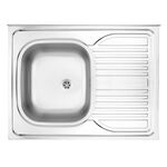 Zlewozmywak TANGO satyna 1-komorowyz ociekaczem prawy nakładany 800 x 600 + osprzęt