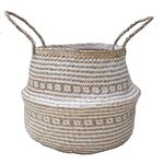 Kosz Boho beżowo-biały Ø40 cm