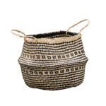 Kosz Boho beżowo-czarny Ø45 cm