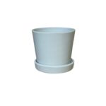Doniczka stożek z podstawką 22,5 cm ceramiczna biały
