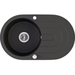 Zlewozmywak granitowy DAFNE 1 komora z ociekaczem 47 x 78 cm z syfonem czarny