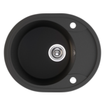 Zlewozmywak granitowy DAFNE 1 komora okrągła 47 x 58 cm z syfonem czarny