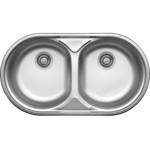 Zlewozmywak stalowy wpuszczany NORMAL 2 komory 43,5 x 78,5 cm z syfonem dekor