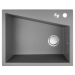 Zlewozmywak granitowy GRENADA 1 komora 48 x 60 cm z syfonem szary