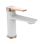 Bateria umywalkowa ALANIS stojąca z korkiem biało-złota