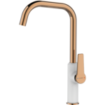 Bateria zlewozmywakowa stojąca ALANIS z wylewką L biało-złota