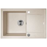 Zlewozmywak granitowy AMIGO 1 komora z ociekaczem 50 x 78 cm z syfonem beż