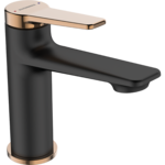 Bateria umywalkowa ALANIS stojąca z korkiem czarno-złota