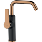 Bateria umywalkowa ALANIS stojąca z wylewką L czarno-złota