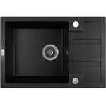 Zlewozmywak granitowy BARBADOS 1 komora z 1/2 ociekaczem 44 x 65 cm z syfonem czarny