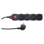 Przedłużacz z wyłącznikiem 4 gniazda 5 m czarny
