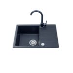 Zestaw zlewozmywak granitowy Metro 1 komora krótki ociekacz graphite rock 62 x 44 x 19,5 Miló