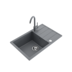 Zlewozmywak METRO 1 duża komora ociekacz 68 x 44 cm bateria "U" szary