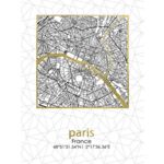 Obraz 45 x 60 x 1,8 cm PLAN MIASTA PARIS