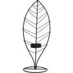 Świecznik metalowy liść czarny 29 cm