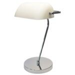 Lampka gabinetowa E27 BANKER chrom/biały Nilsen