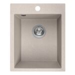 Zlewozmywak granitowy CHICHI 1 komorowy 48 x 39 cm z syfonem beżowy