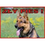 Tabliczka "Uwaga pies" OWCZAREK-ZŁY PIES Rokus