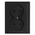 Gniazdo podwójne bez uziemienia Jowisz czarny mat