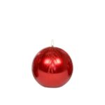 Świeca kula K-4 Brokatowe Gałązki 10 cm metalik czerwona