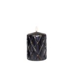 Świeca pieńkowa 10 x 7 cm pikowana kratka metalik czarna